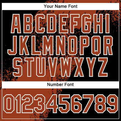 Custom Black Texas Orange-White Abstract Brush Stroke 3D Pattern Design Bomber Full-Snap Varsity Letterman Hoodie Jacket