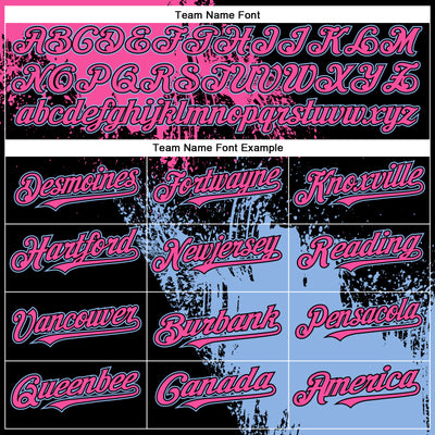 Custom Black Pink-Light Blue Abstract Brush Stroke 3D Pattern Design Bomber Full-Snap Varsity Letterman Hoodie Jacket