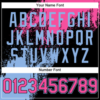 Custom Black Pink-Light Blue Abstract Brush Stroke 3D Pattern Design Bomber Full-Snap Varsity Letterman Hoodie Jacket