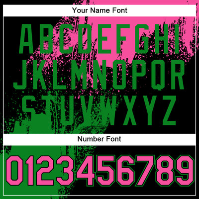 Custom Black Pink Grass Green-White Abstract Brush Stroke 3D Pattern Design Bomber Full-Snap Varsity Letterman Hoodie Jacket