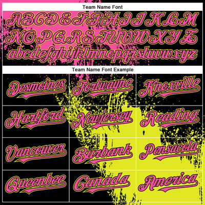 Custom Black Pink Neon Yellow-White Abstract Brush Stroke 3D Pattern Design Bomber Full-Snap Varsity Letterman Hoodie Jacket