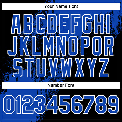 Custom Black Thunder Blue-White Abstract Brush Stroke 3D Pattern Design Bomber Full-Snap Varsity Letterman Hoodie Jacket