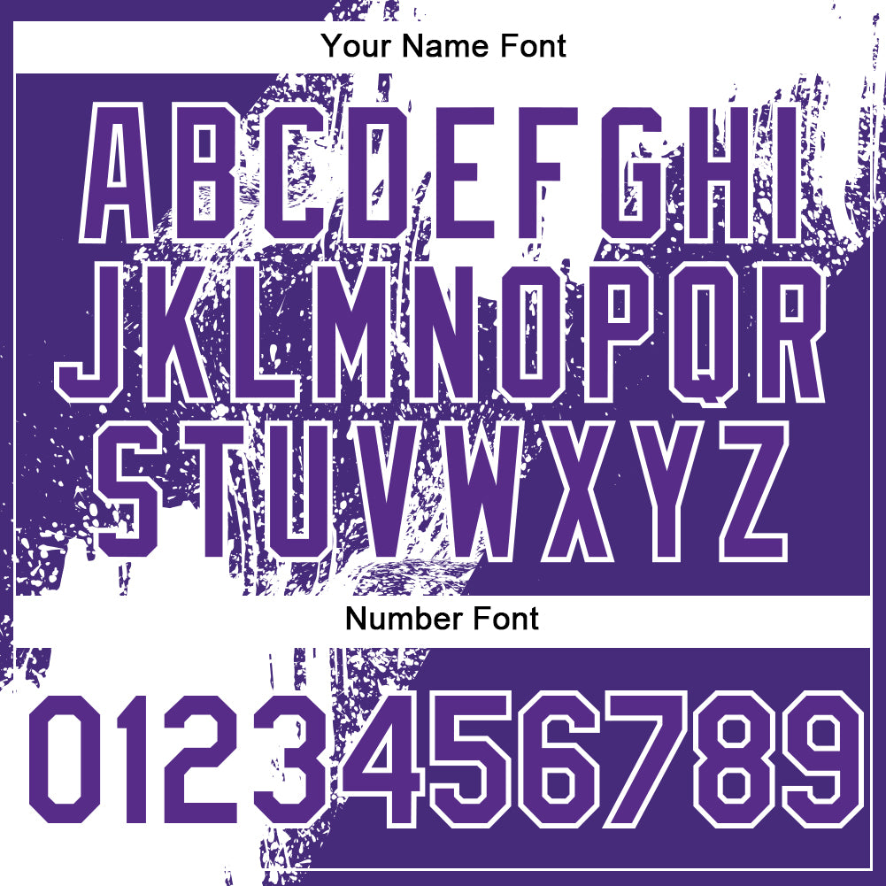 Custom Purple White Abstract Brush Stroke 3D Pattern Design Bomber Full-Snap Varsity Letterman Hoodie Jacket