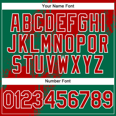 Custom Kelly Green Red-White Abstract Brush Stroke 3D Pattern Design Bomber Full-Snap Varsity Letterman Hoodie Jacket