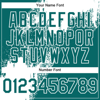 Custom Teal White Abstract Brush Stroke 3D Pattern Design Bomber Full-Snap Varsity Letterman Hoodie Jacket