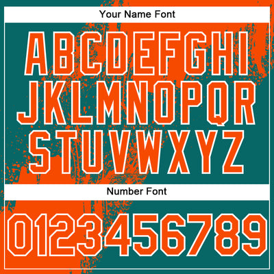 Custom Teal Orange-White Abstract Brush Stroke 3D Pattern Design Bomber Full-Snap Varsity Letterman Hoodie Jacket