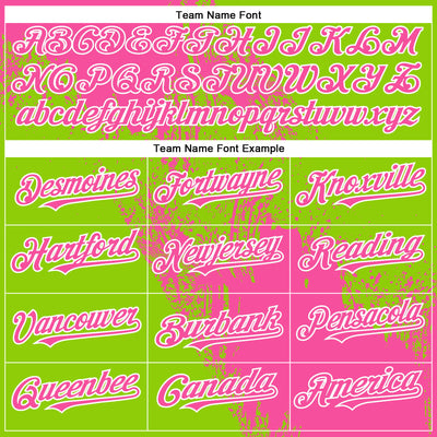 Custom Neon Green Pink-White Abstract Brush Stroke 3D Pattern Design Bomber Full-Snap Varsity Letterman Hoodie Jacket