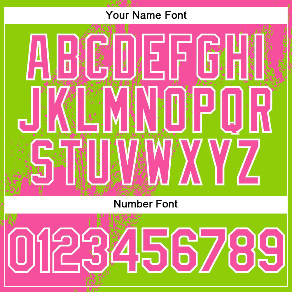 Custom Neon Green Pink-White Abstract Brush Stroke 3D Pattern Design Bomber Full-Snap Varsity Letterman Hoodie Jacket