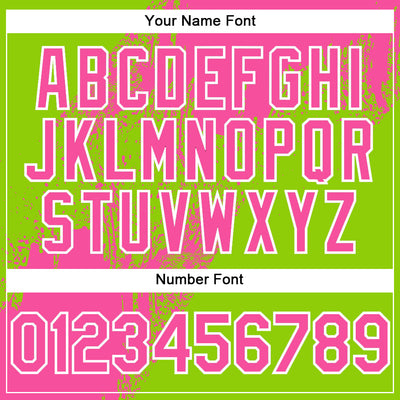 Custom Neon Green Pink-White Abstract Brush Stroke 3D Pattern Design Bomber Full-Snap Varsity Letterman Hoodie Jacket