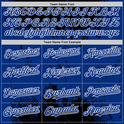 Custom Black Royal-White Splash Art 3D Pattern Design Bomber Full-Snap Varsity Letterman Hoodie Jacket