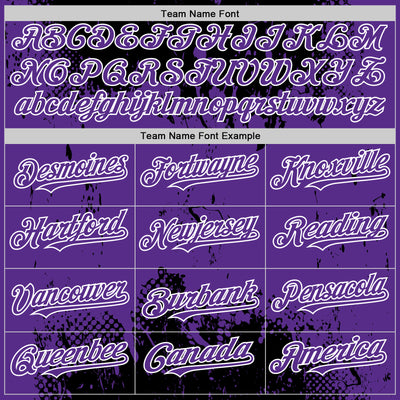 Custom Black Purple-White Splash Art 3D Pattern Design Bomber Full-Snap Varsity Letterman Hoodie Jacket