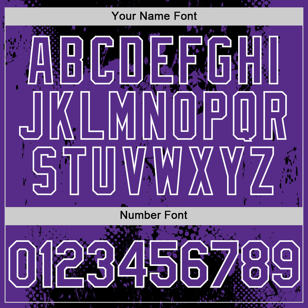 Custom Black Purple-White Splash Art 3D Pattern Design Bomber Full-Snap Varsity Letterman Hoodie Jacket