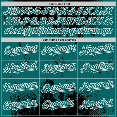 Custom Black Teal-White Splash Art 3D Pattern Design Bomber Full-Snap Varsity Letterman Hoodie Jacket