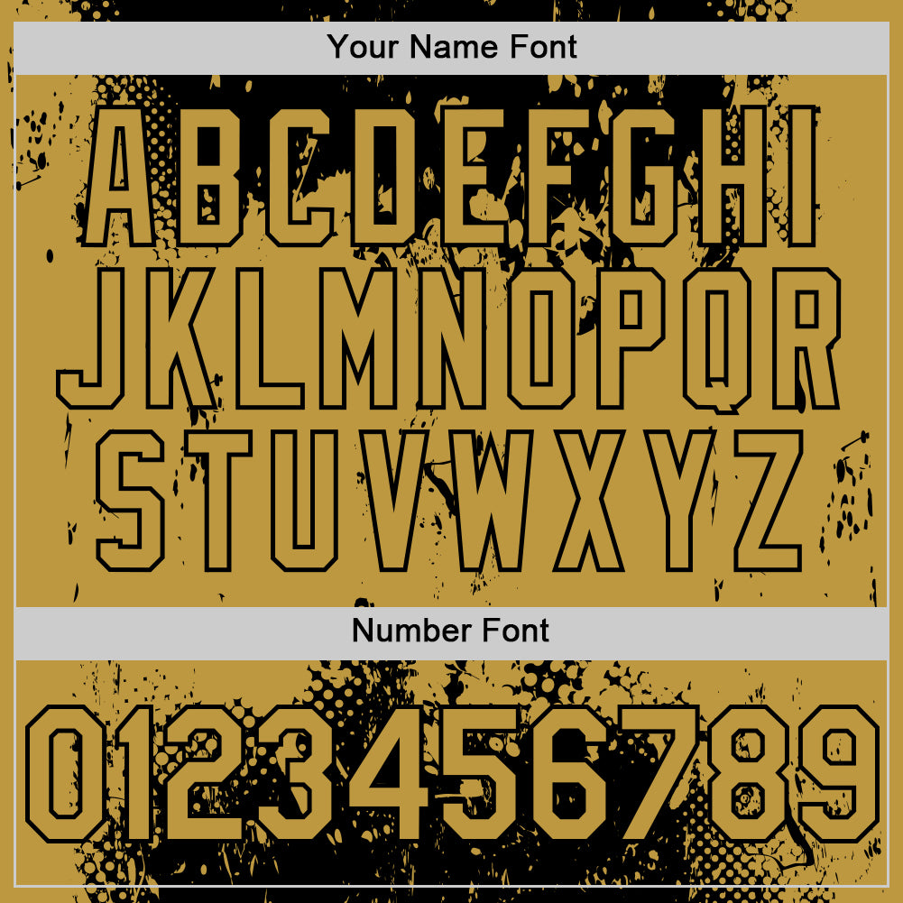 Custom Black Old Gold Splash Art 3D Pattern Design Bomber Full-Snap Varsity Letterman Hoodie Jacket