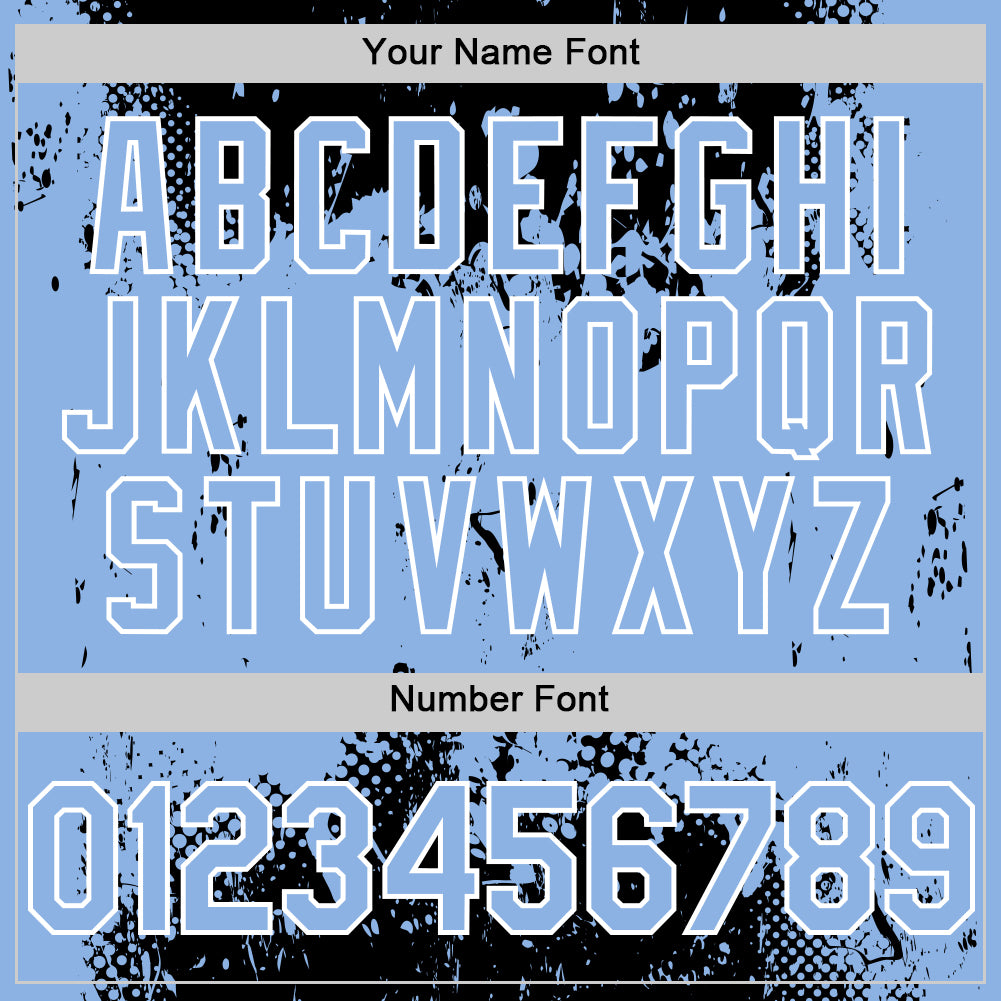 Custom Black Light Blue-White Splash Art 3D Pattern Design Bomber Full-Snap Varsity Letterman Hoodie Jacket