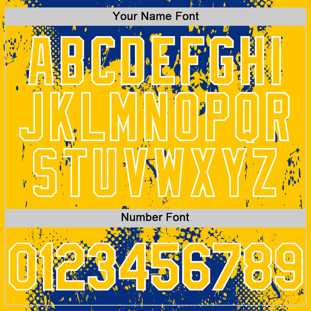 Custom Royal Yellow-White Splash Art 3D Pattern Design Bomber Full-Snap Varsity Letterman Hoodie Jacket