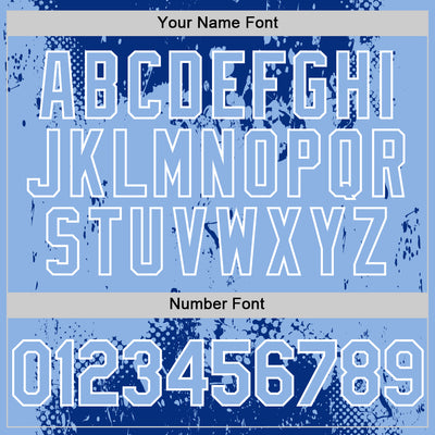 Custom Royal Light Blue-White Splash Art 3D Pattern Design Bomber Full-Snap Varsity Letterman Hoodie Jacket