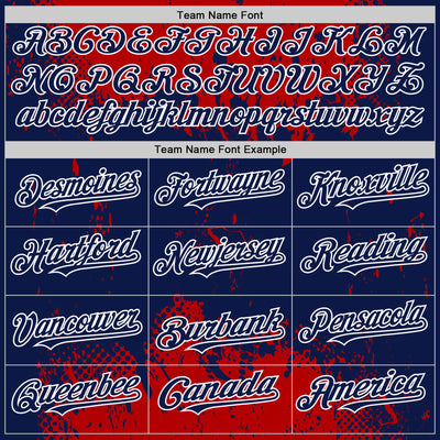 Custom Red Navy-White Splash Art 3D Pattern Design Bomber Full-Snap Varsity Letterman Hoodie Jacket