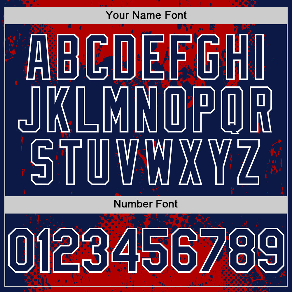 Custom Red Navy-White Splash Art 3D Pattern Design Bomber Full-Snap Varsity Letterman Hoodie Jacket