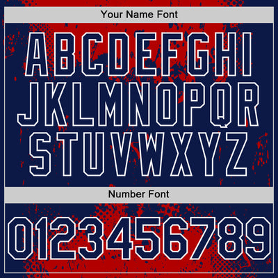 Custom Red Navy-White Splash Art 3D Pattern Design Bomber Full-Snap Varsity Letterman Hoodie Jacket