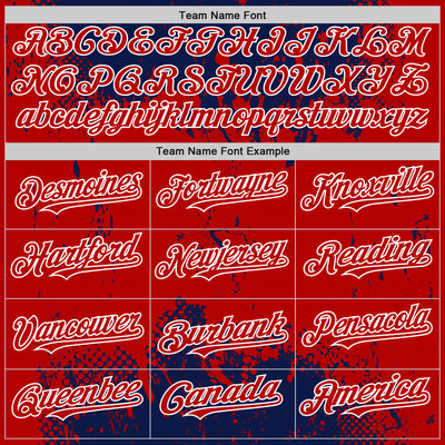 Custom Navy Red-White Splash Art 3D Pattern Design Bomber Full-Snap Varsity Letterman Hoodie Jacket