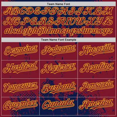 Custom Navy Crimson-Gold Splash Art 3D Pattern Design Bomber Full-Snap Varsity Letterman Hoodie Jacket