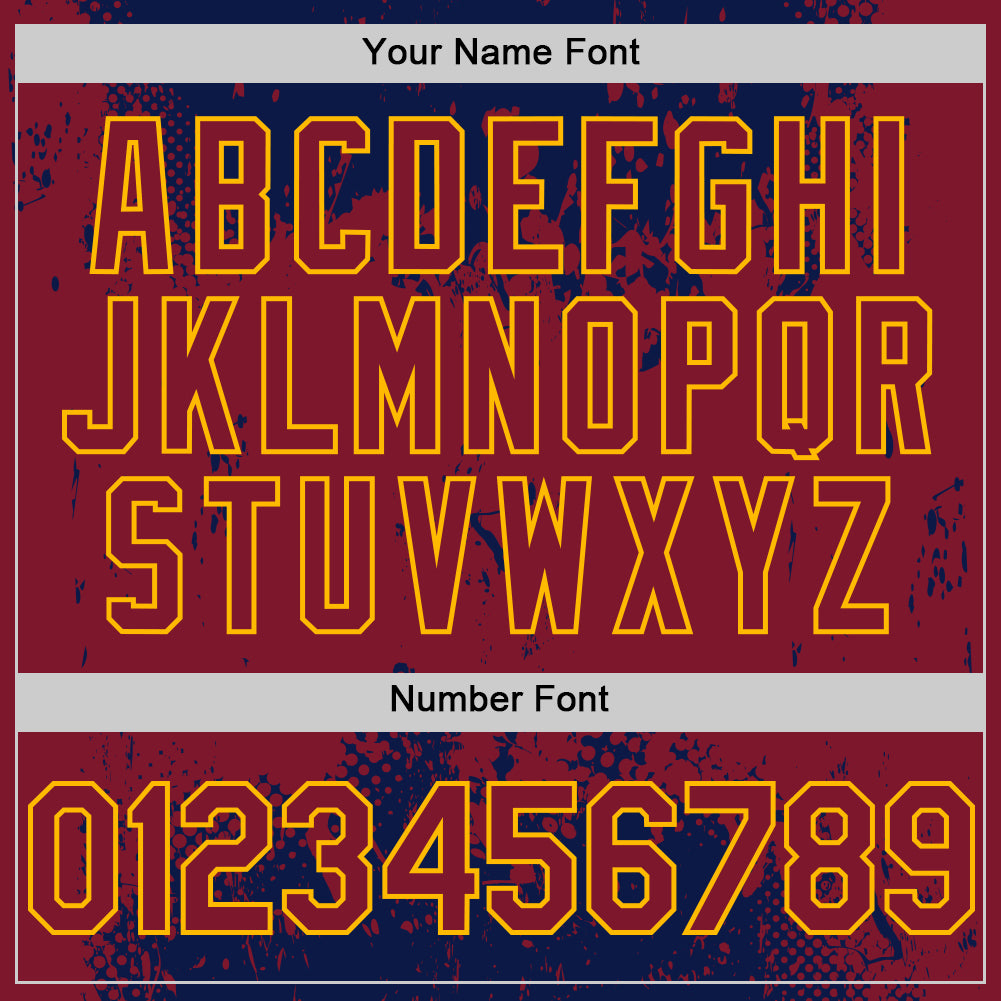 Custom Navy Crimson-Gold Splash Art 3D Pattern Design Bomber Full-Snap Varsity Letterman Hoodie Jacket