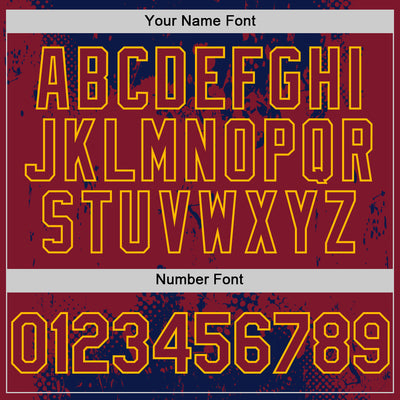 Custom Navy Crimson-Gold Splash Art 3D Pattern Design Bomber Full-Snap Varsity Letterman Hoodie Jacket