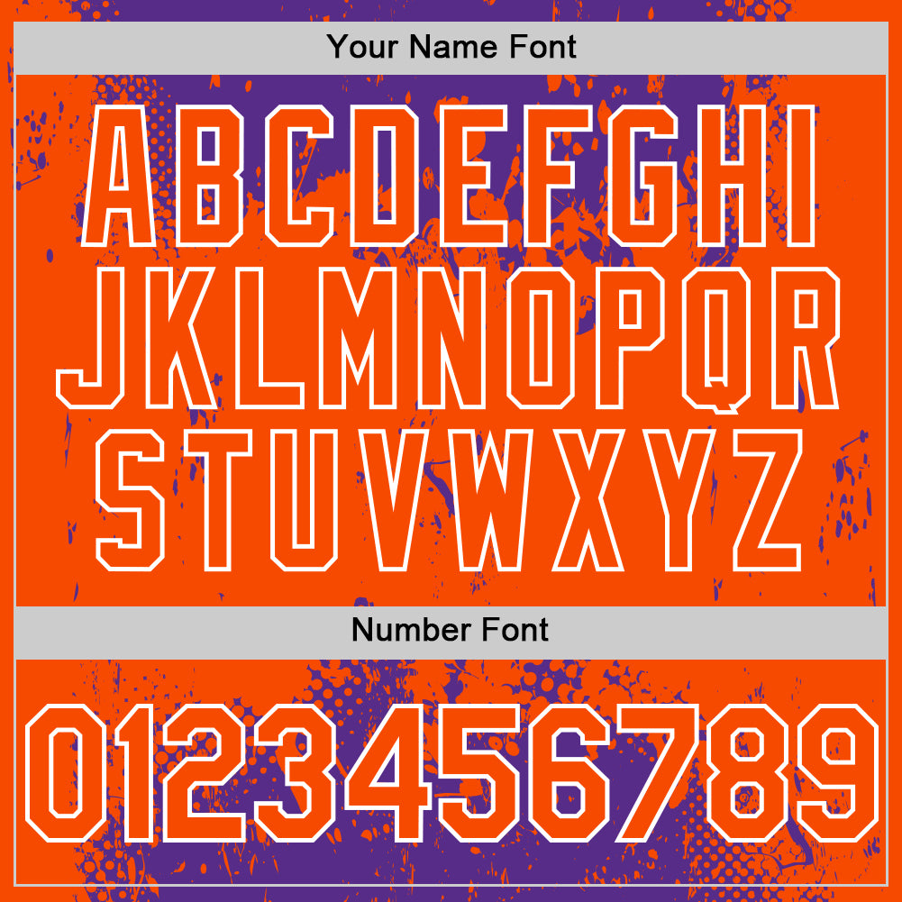 Custom Purple Orange-White Splash Art 3D Pattern Design Bomber Full-Snap Varsity Letterman Hoodie Jacket