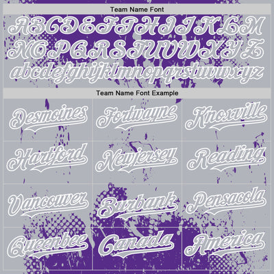 Custom Purple Gray-White Splash Art 3D Pattern Design Bomber Full-Snap Varsity Letterman Hoodie Jacket