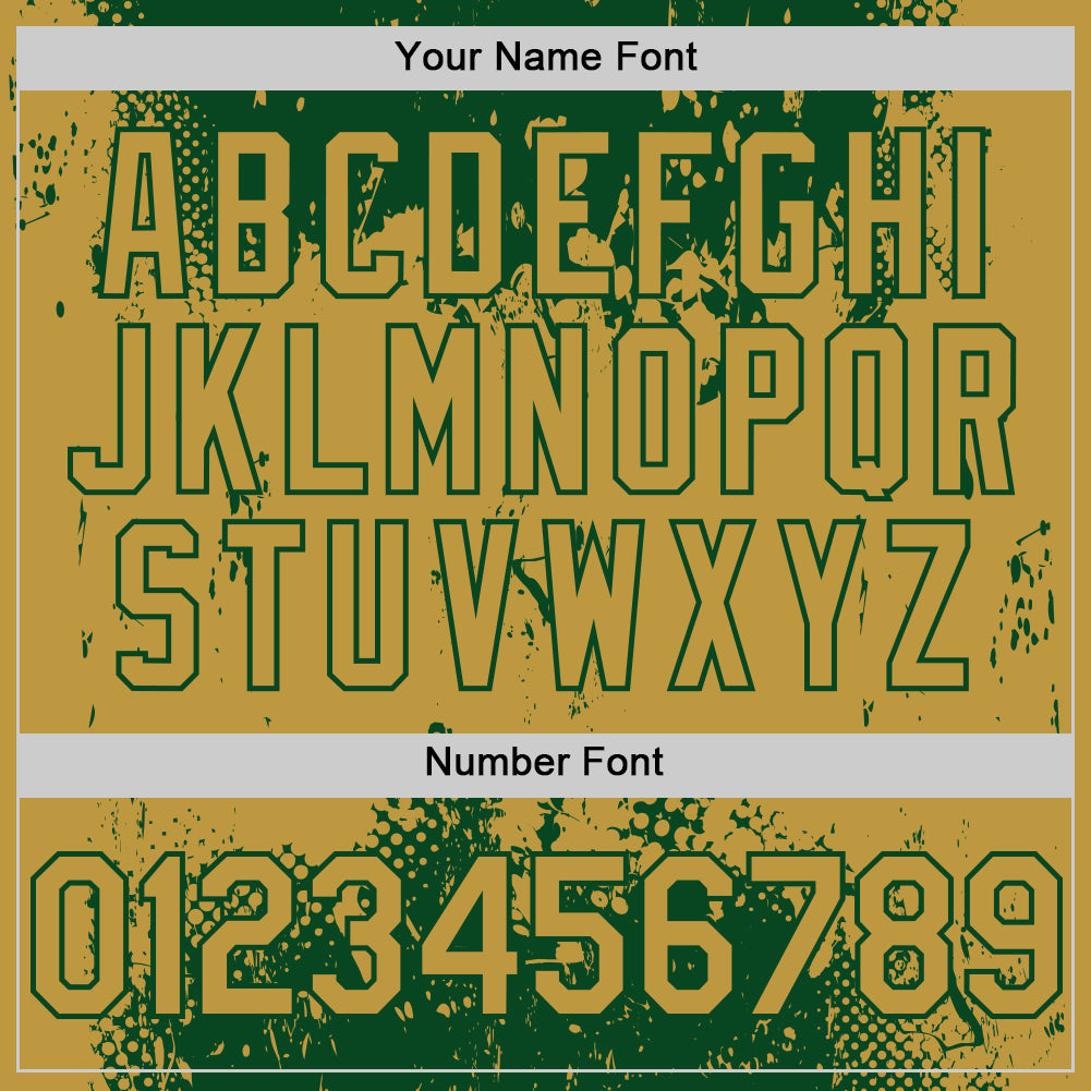 Custom Green Old Gold Splash Art 3D Pattern Design Bomber Full-Snap Varsity Letterman Hoodie Jacket