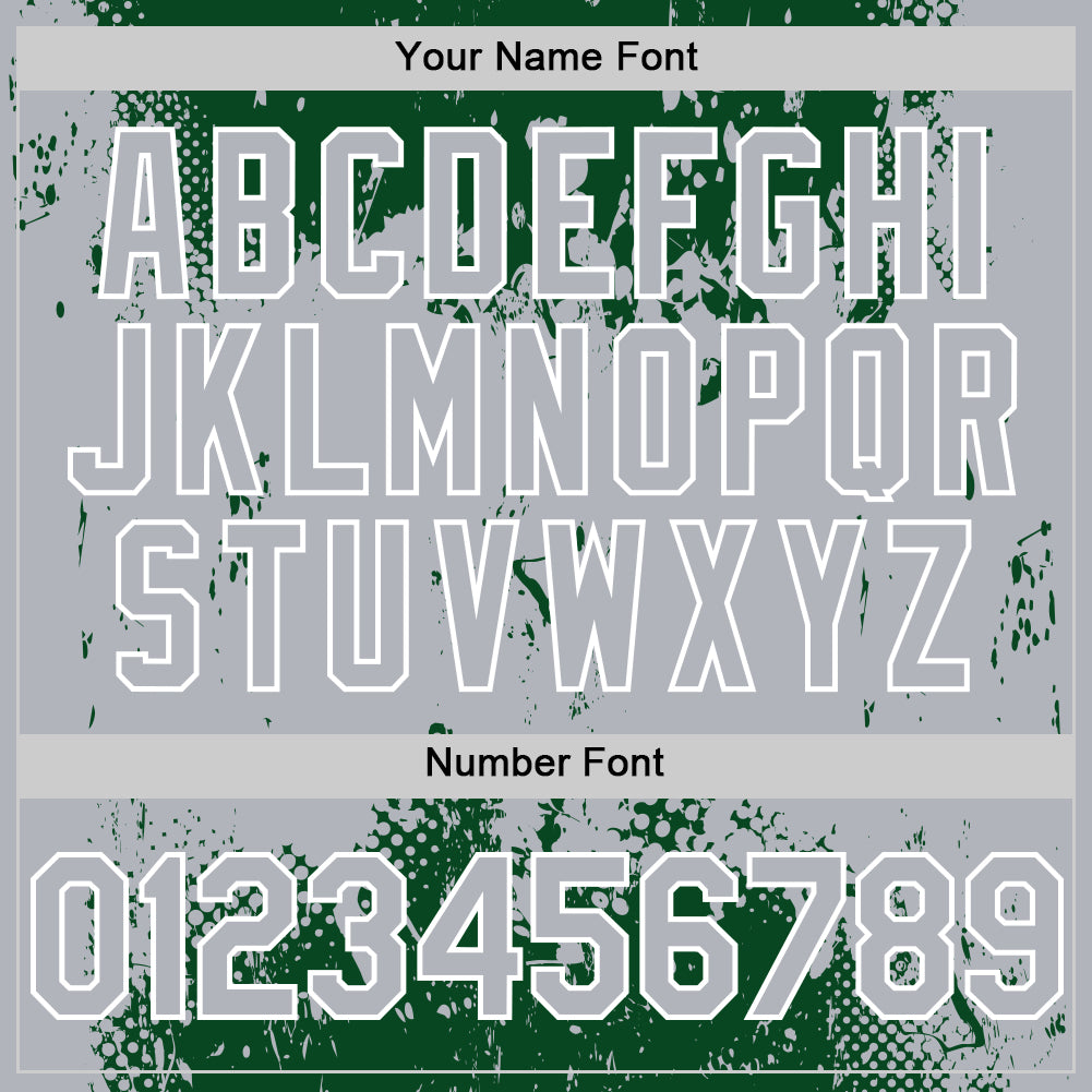 Custom Green Gray-White Splash Art 3D Pattern Design Bomber Full-Snap Varsity Letterman Hoodie Jacket