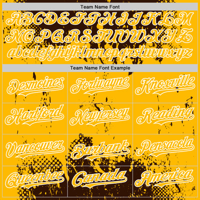 Custom Brown Gold-White Splash Art 3D Pattern Design Bomber Full-Snap Varsity Letterman Hoodie Jacket