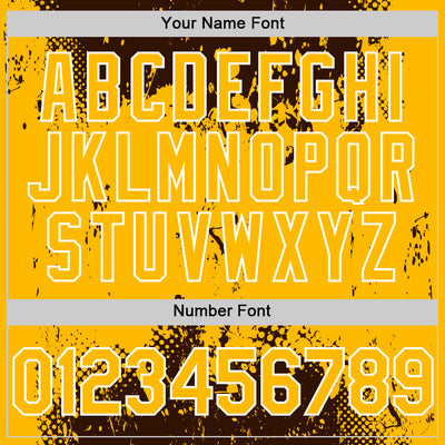 Custom Brown Gold-White Splash Art 3D Pattern Design Bomber Full-Snap Varsity Letterman Hoodie Jacket