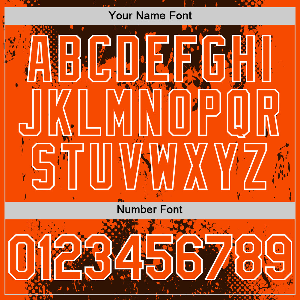 Custom Brown Orange-White Splash Art 3D Pattern Design Bomber Full-Snap Varsity Letterman Hoodie Jacket