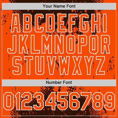 Custom Brown Orange-White Splash Art 3D Pattern Design Bomber Full-Snap Varsity Letterman Hoodie Jacket