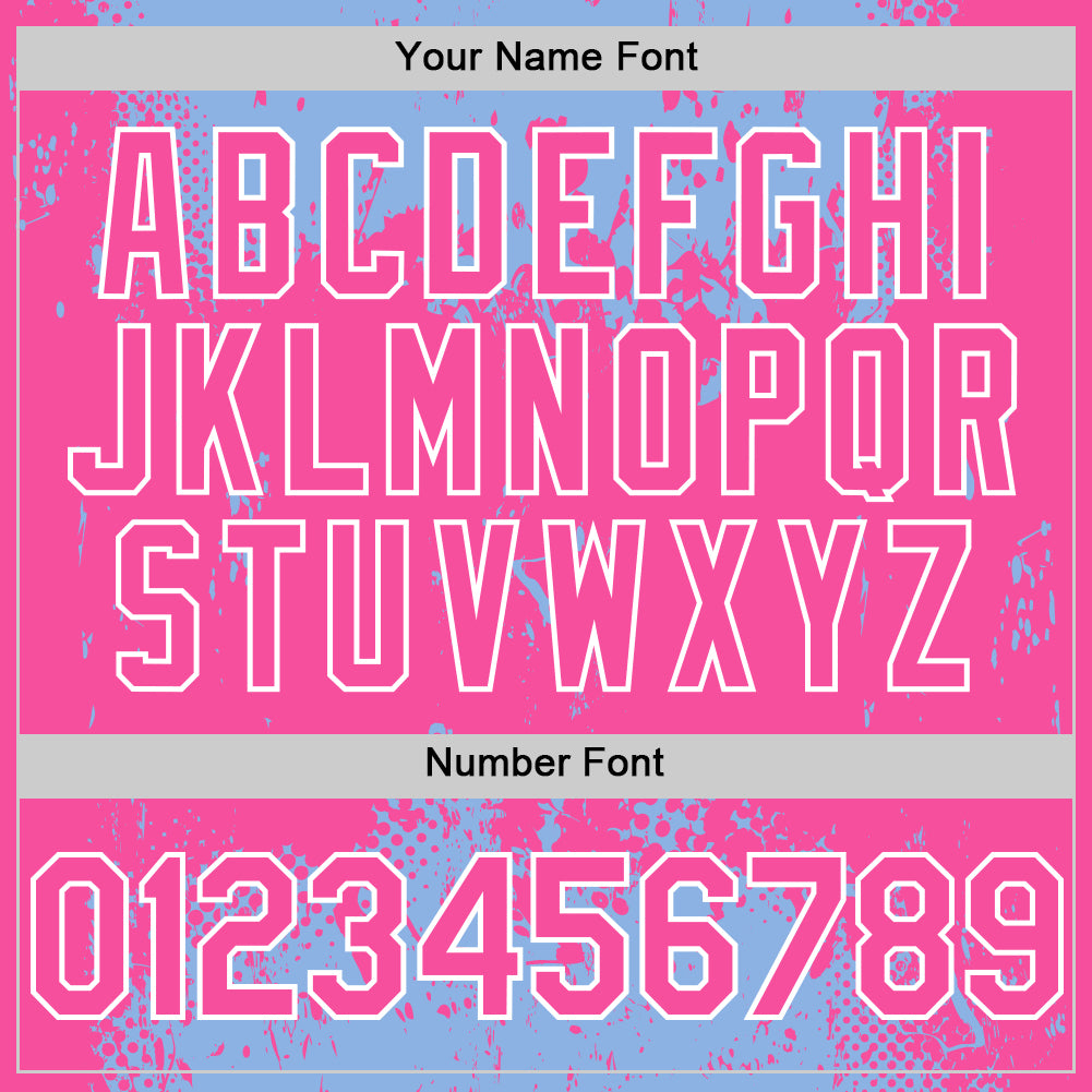 Custom Light Blue Pink-White Splash Art 3D Pattern Design Bomber Full-Snap Varsity Letterman Hoodie Jacket