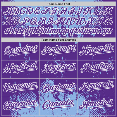 Custom Light Blue Purple-White Splash Art 3D Pattern Design Bomber Full-Snap Varsity Letterman Hoodie Jacket