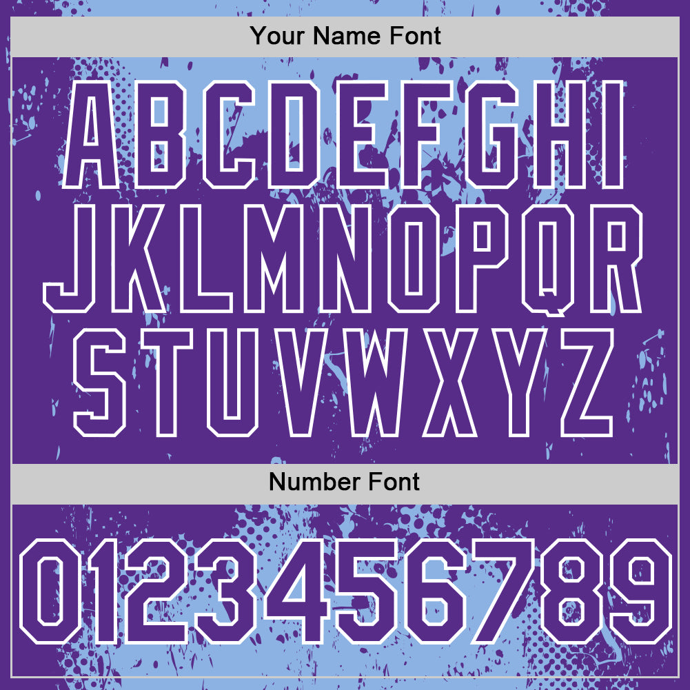 Custom Light Blue Purple-White Splash Art 3D Pattern Design Bomber Full-Snap Varsity Letterman Hoodie Jacket