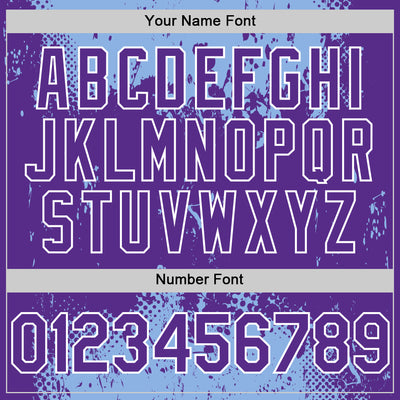 Custom Light Blue Purple-White Splash Art 3D Pattern Design Bomber Full-Snap Varsity Letterman Hoodie Jacket