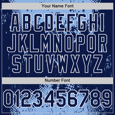 Custom Light Blue Navy-White Splash Art 3D Pattern Design Bomber Full-Snap Varsity Letterman Hoodie Jacket