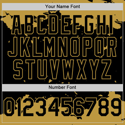 Custom Black Old Gold Splash Art 3D Pattern Design Bomber Full-Snap Varsity Letterman Hoodie Jacket