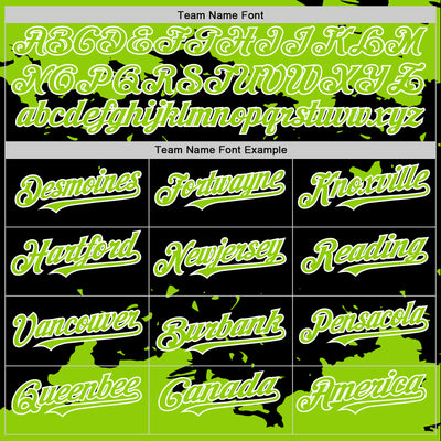 Custom Black Neon Green-White Splash Art 3D Pattern Design Bomber Full-Snap Varsity Letterman Hoodie Jacket