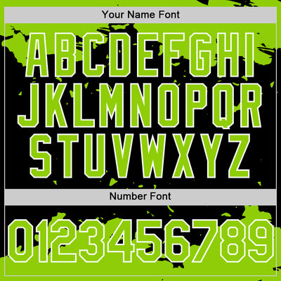 Custom Black Neon Green-White Splash Art 3D Pattern Design Bomber Full-Snap Varsity Letterman Hoodie Jacket