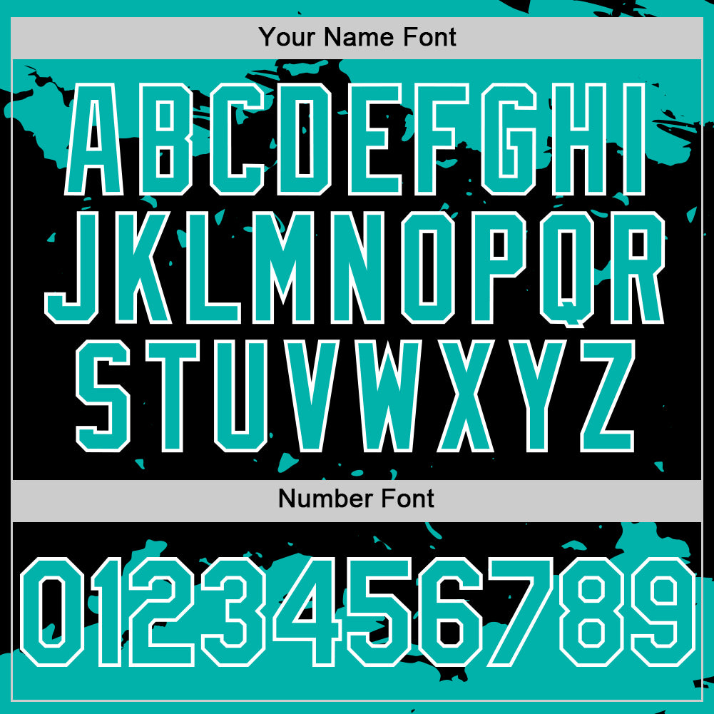 Custom Black Aqua-White Splash Art 3D Pattern Design Bomber Full-Snap Varsity Letterman Hoodie Jacket