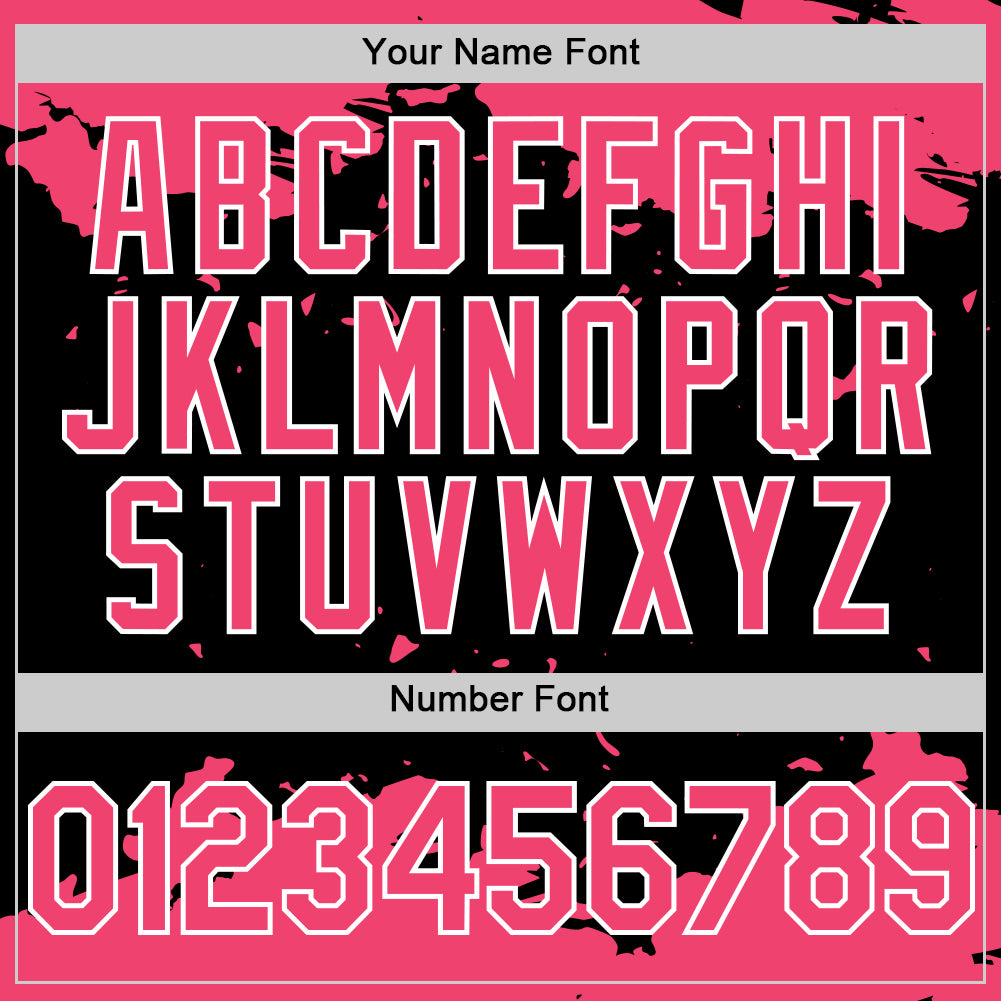 Custom Black Neon Pink-White Splash Art 3D Pattern Design Bomber Full-Snap Varsity Letterman Hoodie Jacket