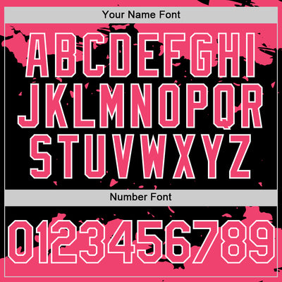 Custom Black Neon Pink-White Splash Art 3D Pattern Design Bomber Full-Snap Varsity Letterman Hoodie Jacket