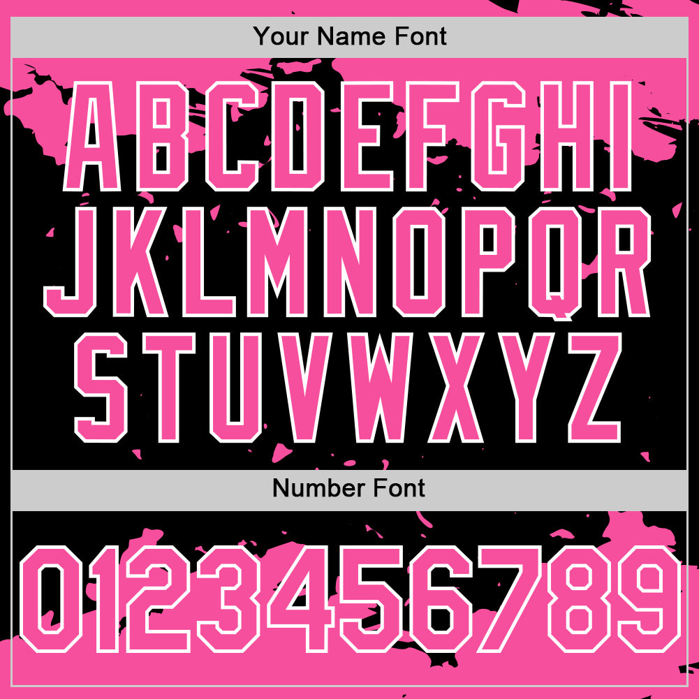 Custom Black Pink-White Splash Art 3D Pattern Design Bomber Full-Snap Varsity Letterman Hoodie Jacket