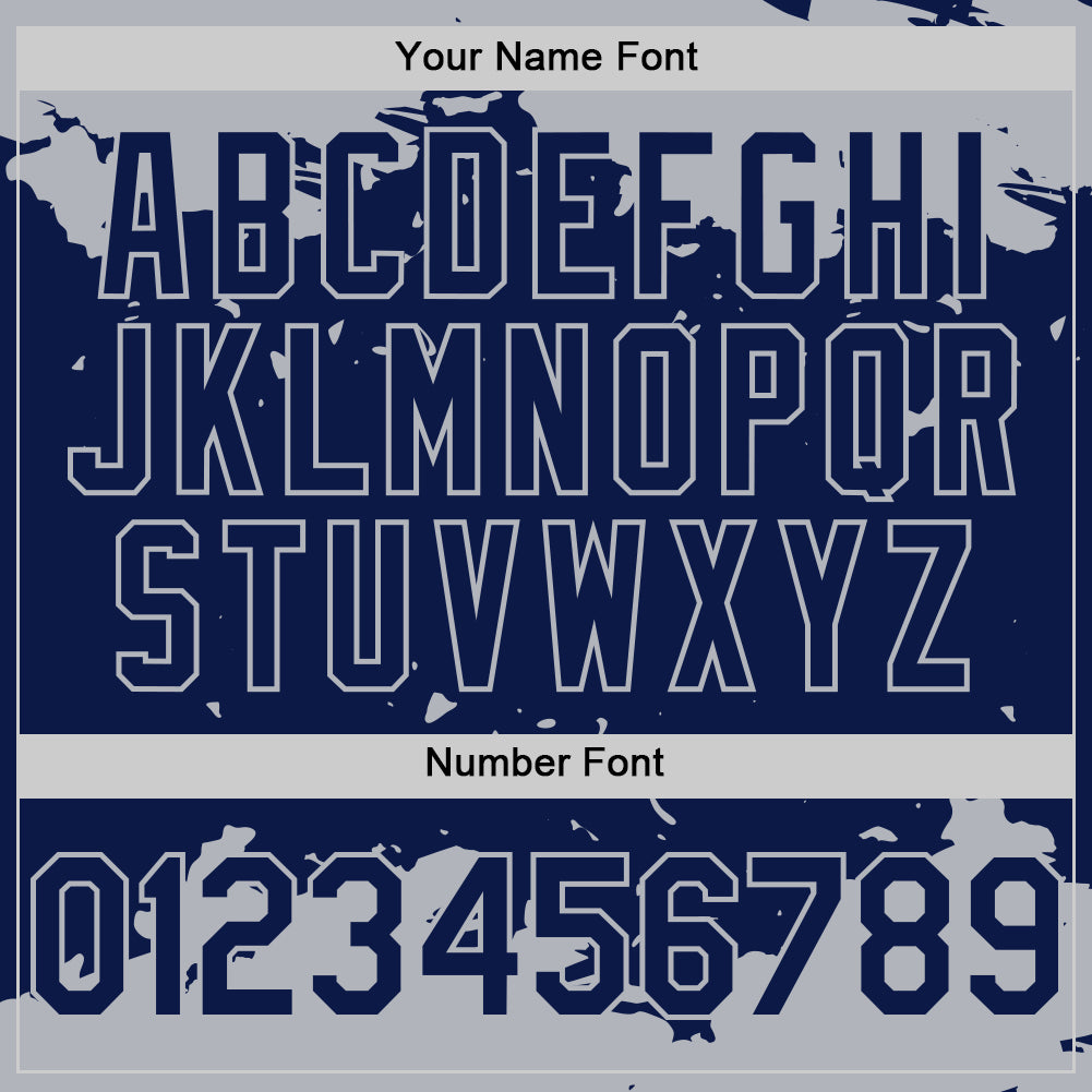 Custom Navy Gray-White Splash Art 3D Pattern Design Bomber Full-Snap Varsity Letterman Hoodie Jacket