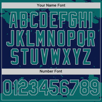 Custom Navy Teal-Gray Splash Art 3D Pattern Design Bomber Full-Snap Varsity Letterman Hoodie Jacket